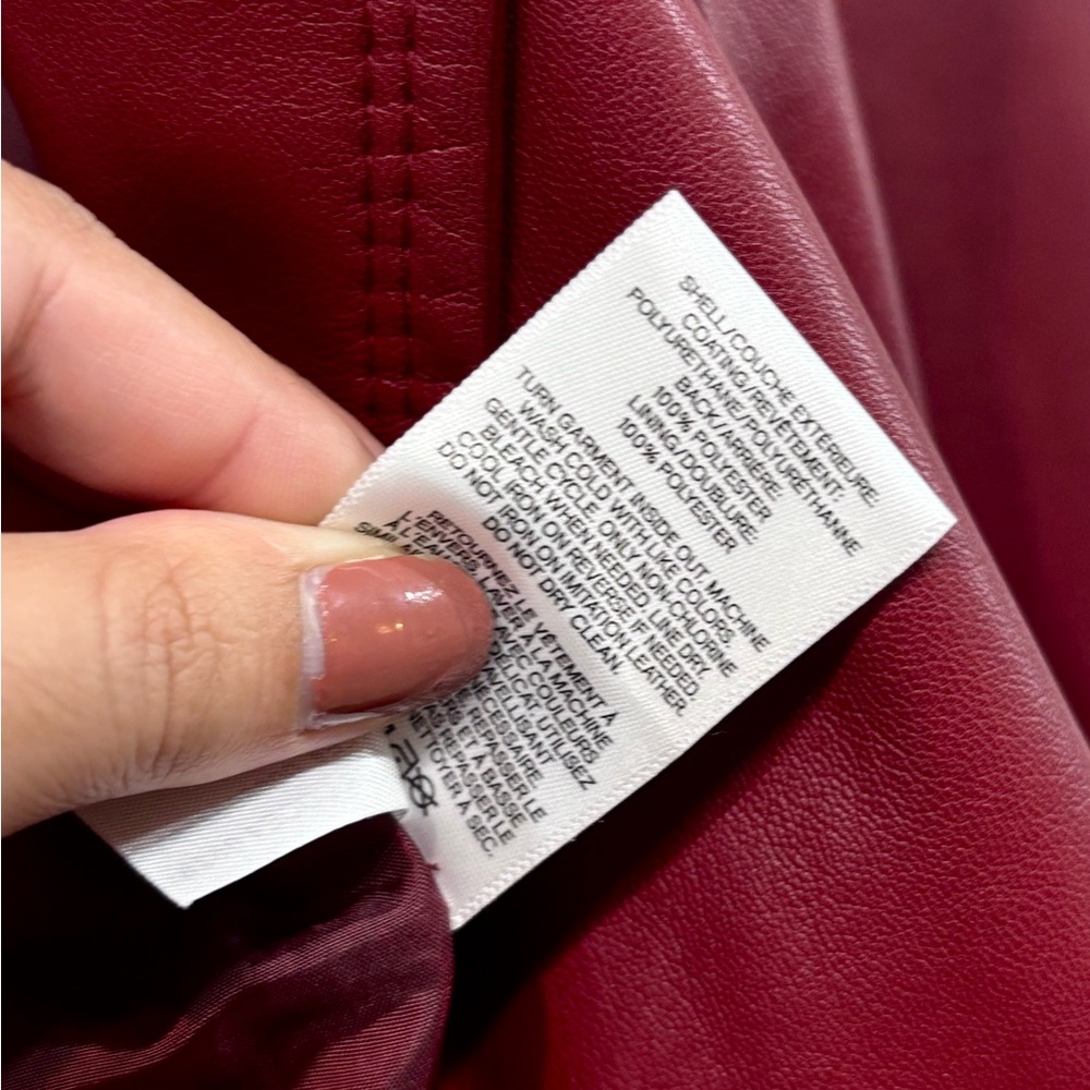 Cropped Red Leather Moto Jacket - Picture 7 of 7